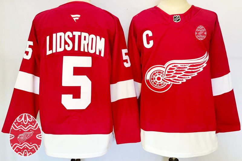 Men Detroit Red Wings #5 Lidstrom Red Fanatics 2025 NHL Jersey style 1